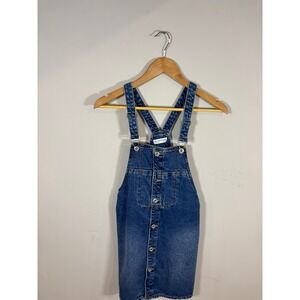 Zara Kids Denim Overall Dress Blue Button Front Jean Dress‎ Girls Sz 14